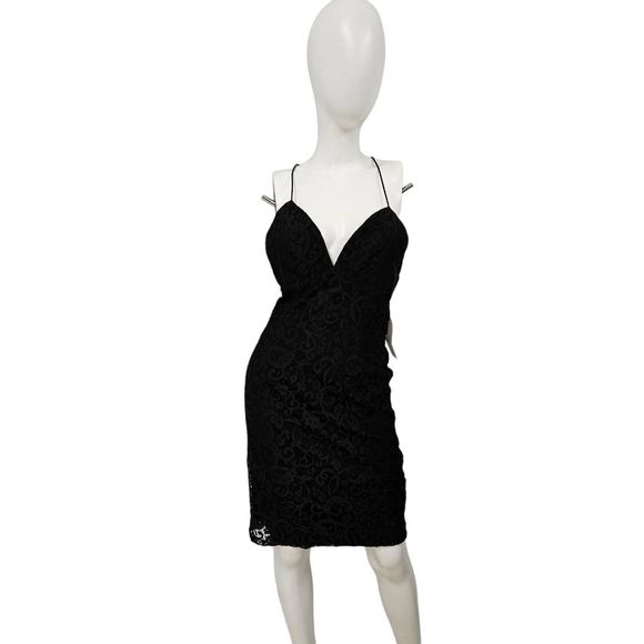 NWT Tobi Deep Plunge Black Dress Large - Picture 8 of 15